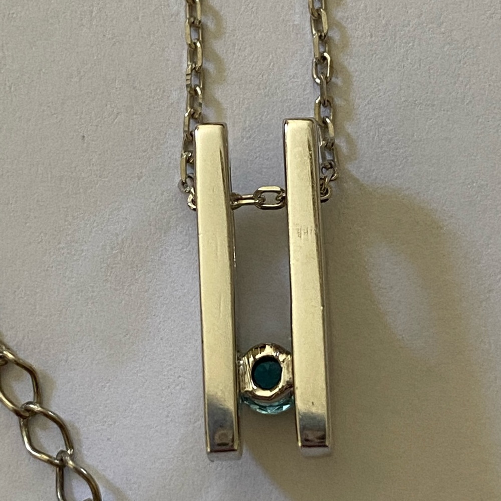💎Blue real topaz stone silver trendy necklace - Picture 6 of 8
